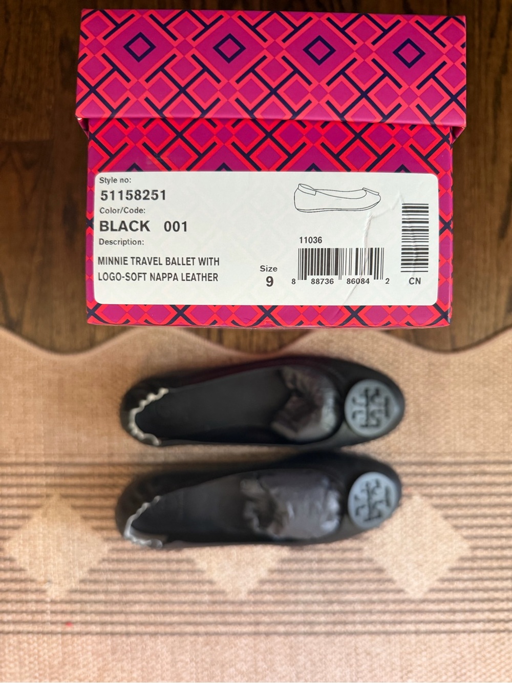 Tory Burch Black Minnie Travel Ballet Flats